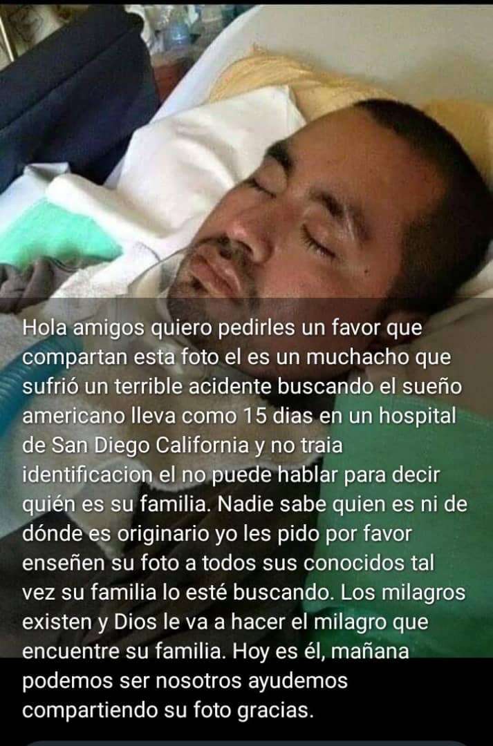 Solicitan Ayuda Para Identificar Familia De Joven Hospitalizado En San