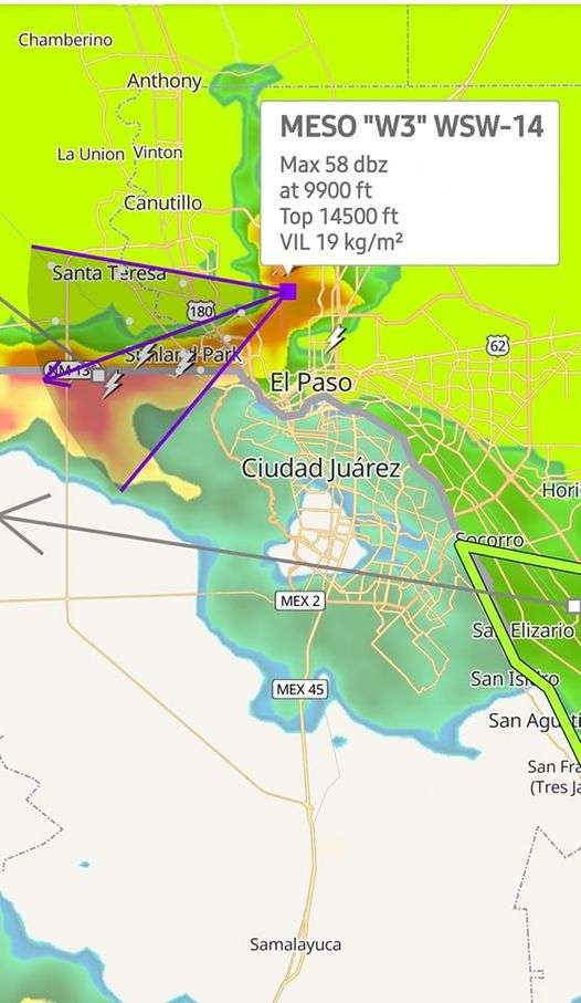 Alertan por la formación de mesociclón que provoca lluvia y fuertes vientos