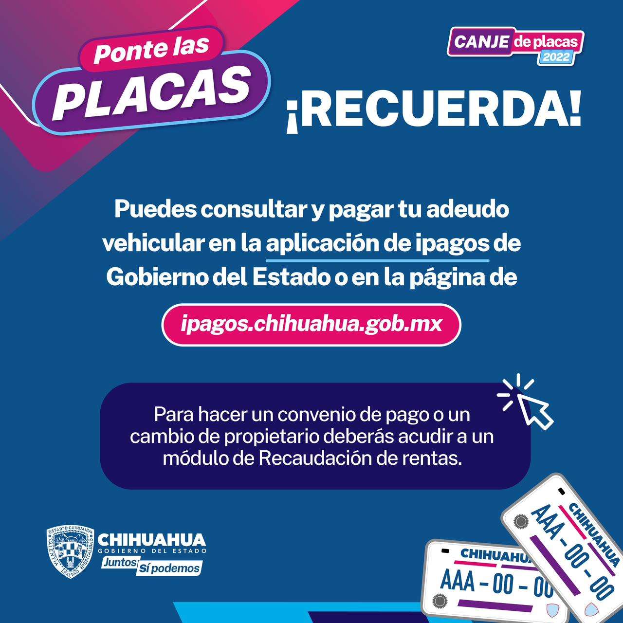 Invitan a aprovechar convenios de pago para canje de placas