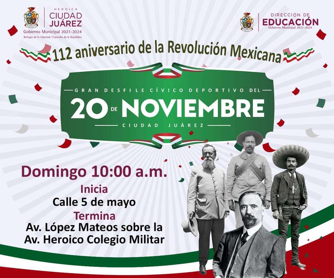 Invita al desfile por aniversario de la Revolución Mexicana El Bordo