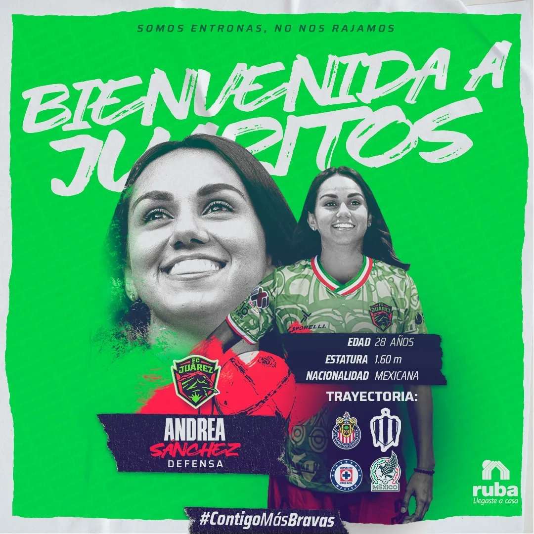 Andrea Sánchez, nueva jugadora del Futbol Club Juárez femenil