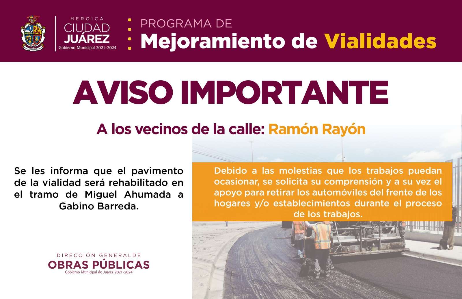 Piden apoyo a colonos para repavimentar calle Ramón Rayón