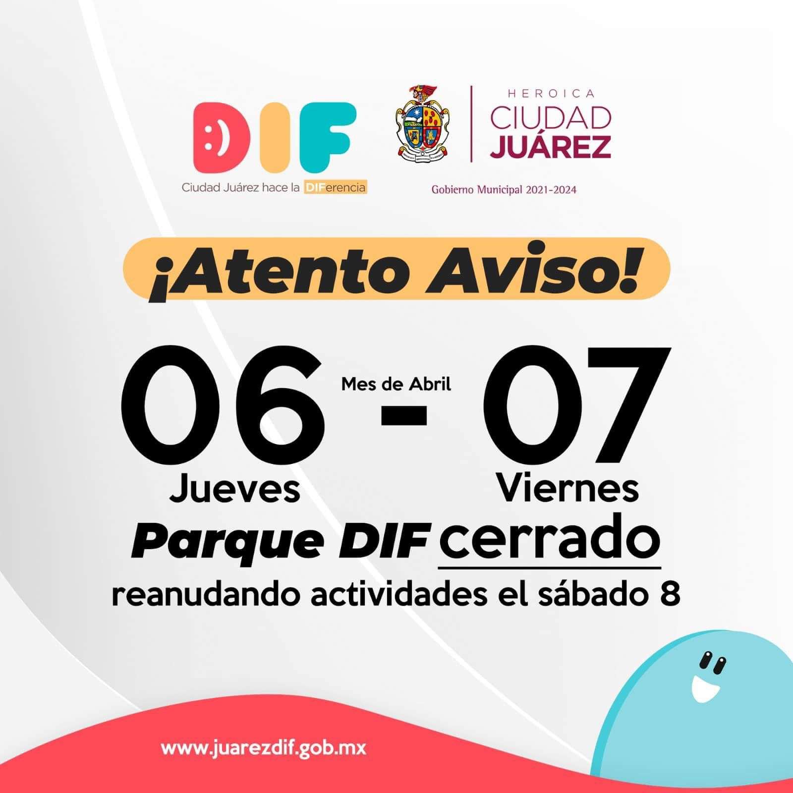 Cierran el Parque DIF jueves y viernes santo