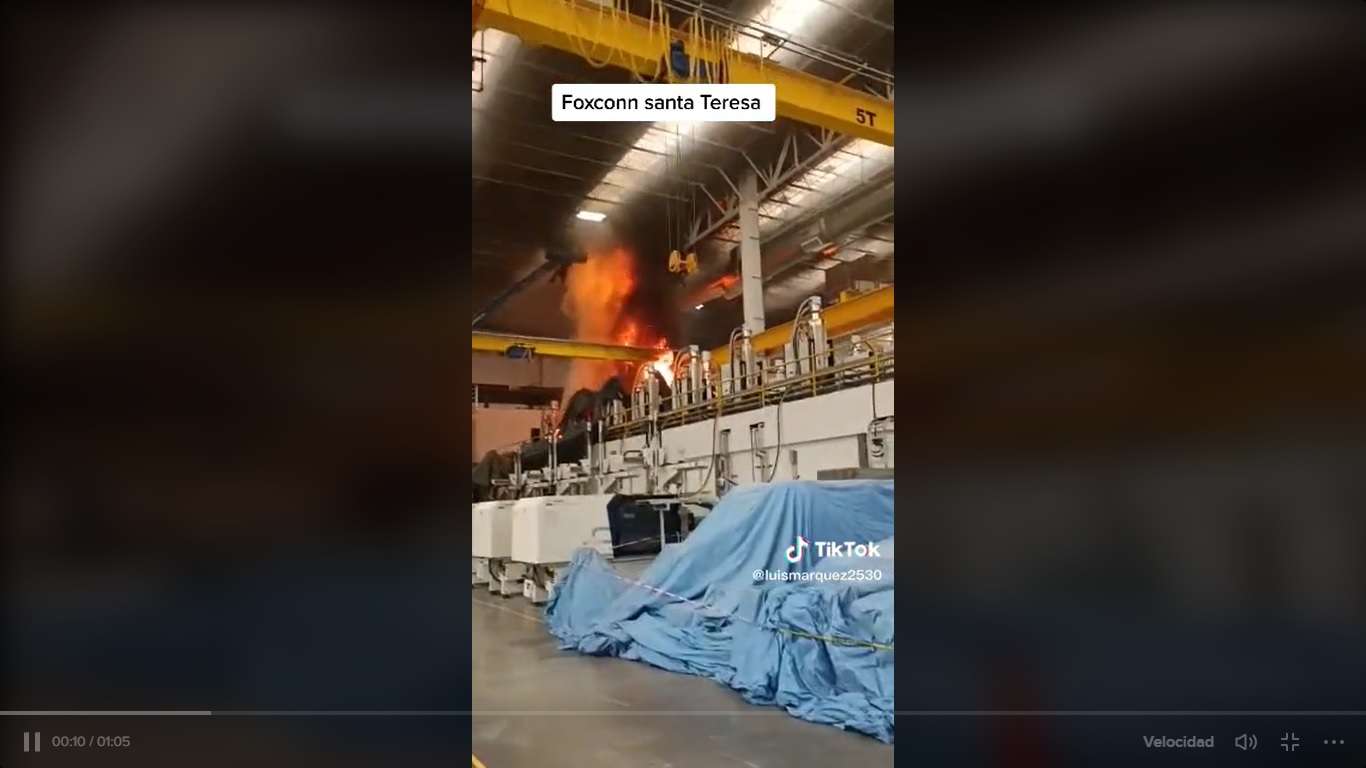 Surge video de incendio en Foxconn Santa Teresa; señalan que hubo heridos