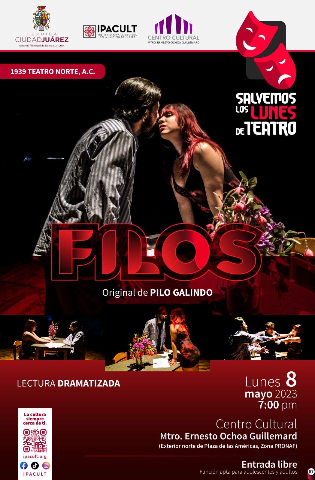 Viene el lunes de teatro en Centro Cultural Ernesto Ochoa