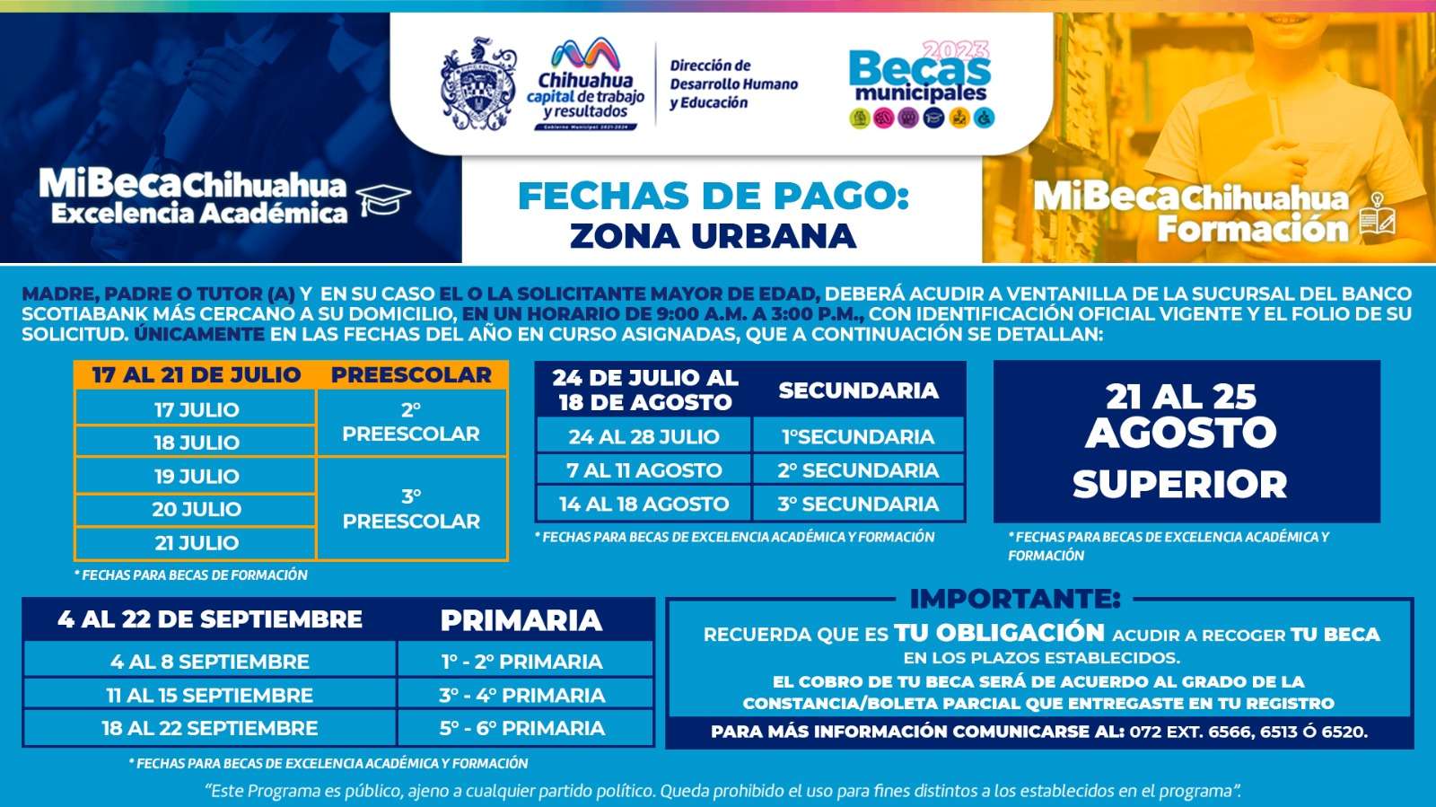 Entregarán pago del programa Mi Beca Chihuahua Formación