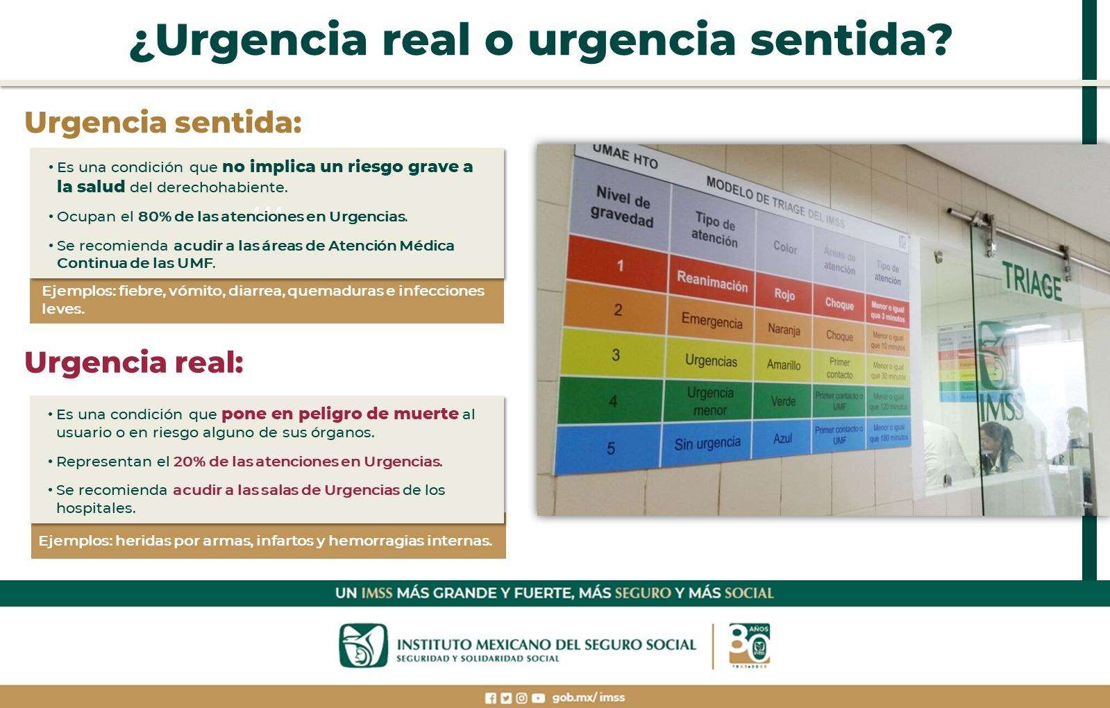 Da a conocer Imss la diferencia entre urgencias reales y sentidas