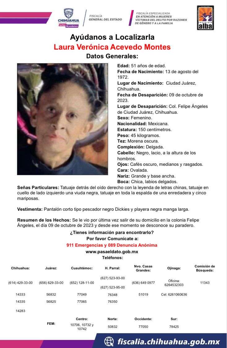 Lanzan pesquisas para localizar a Laura Verónica Acevedo