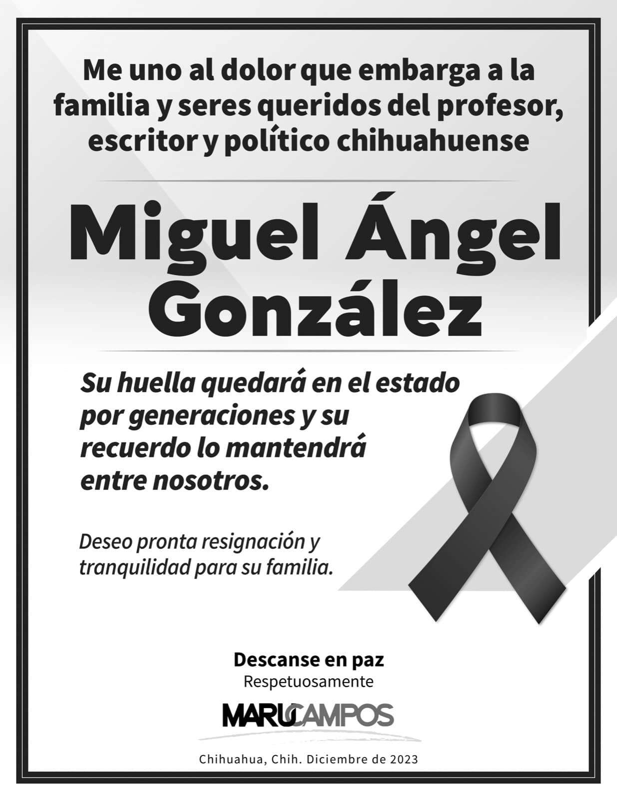 Lamenta Maru Campos muerte del profe Miguel Ángel