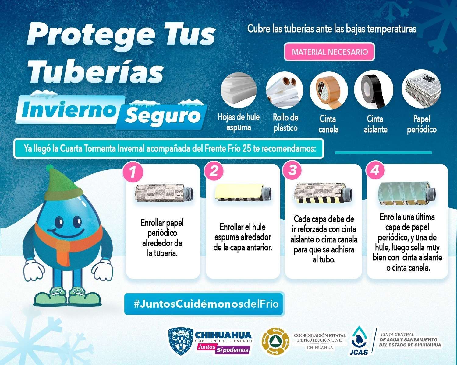 Recomiendan proteger tuberías debido a las bajas temperaturas 

