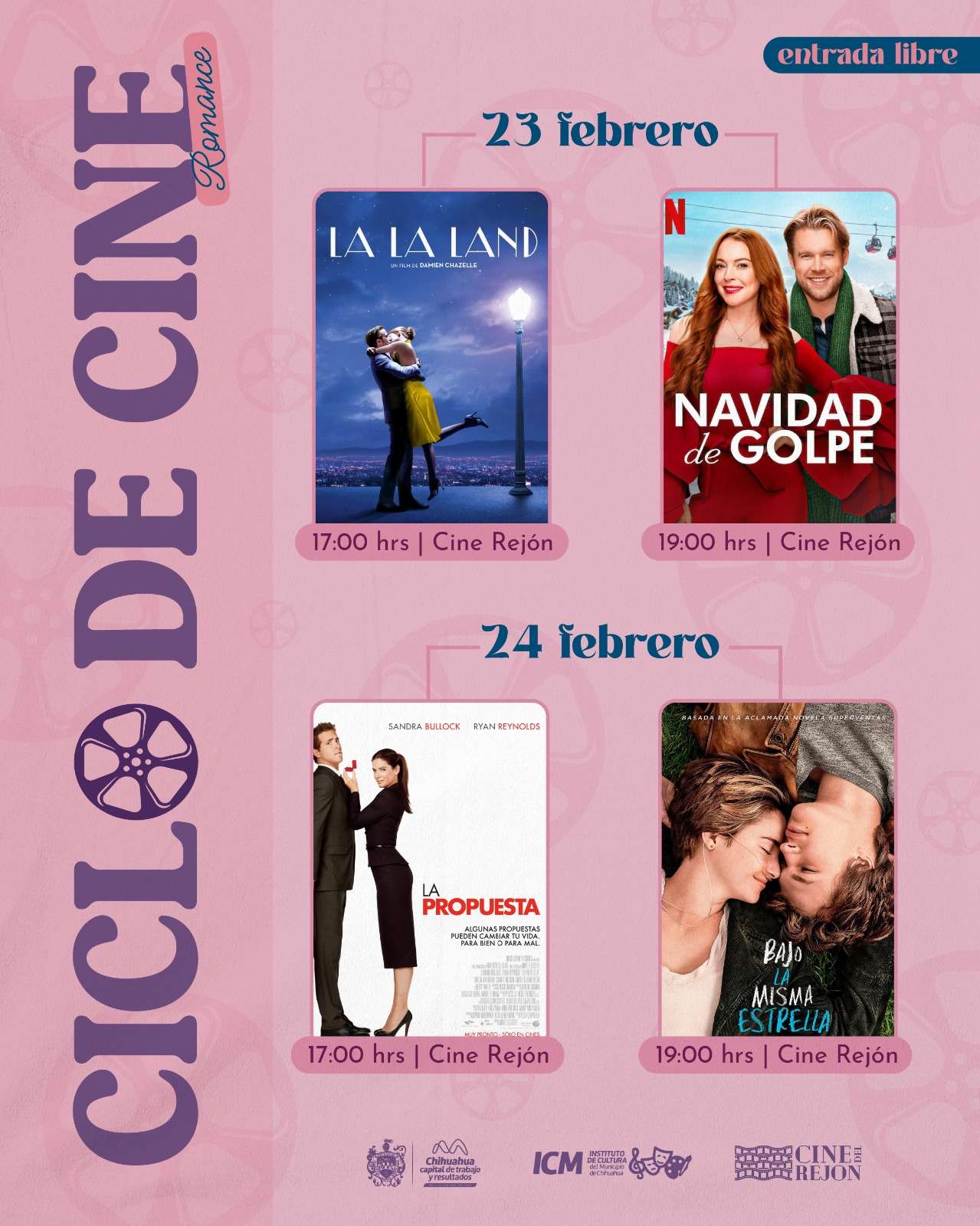 Invitan a proyección de películas en el Cine del Rejón
