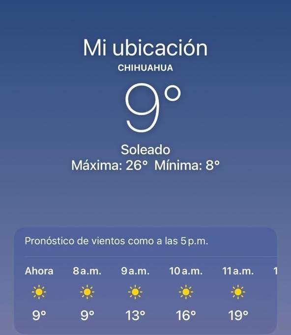 Prevén día soleado con fuertes vientos y máxima de 26°C  