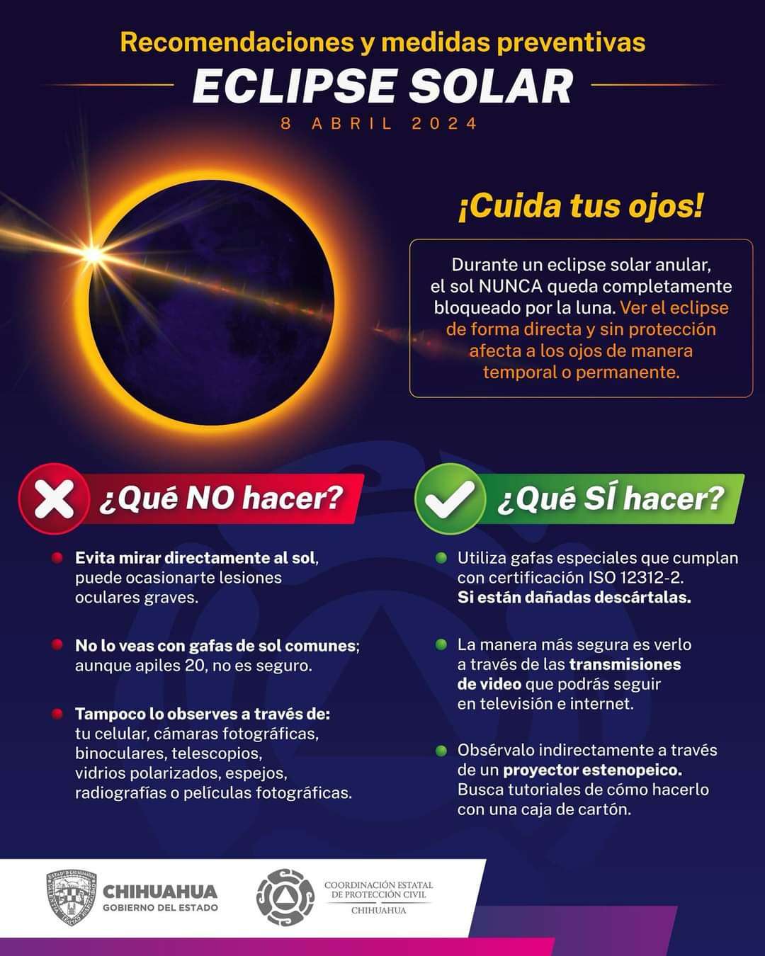 Emiten recomendaciones y medidas en este eclipse solar
