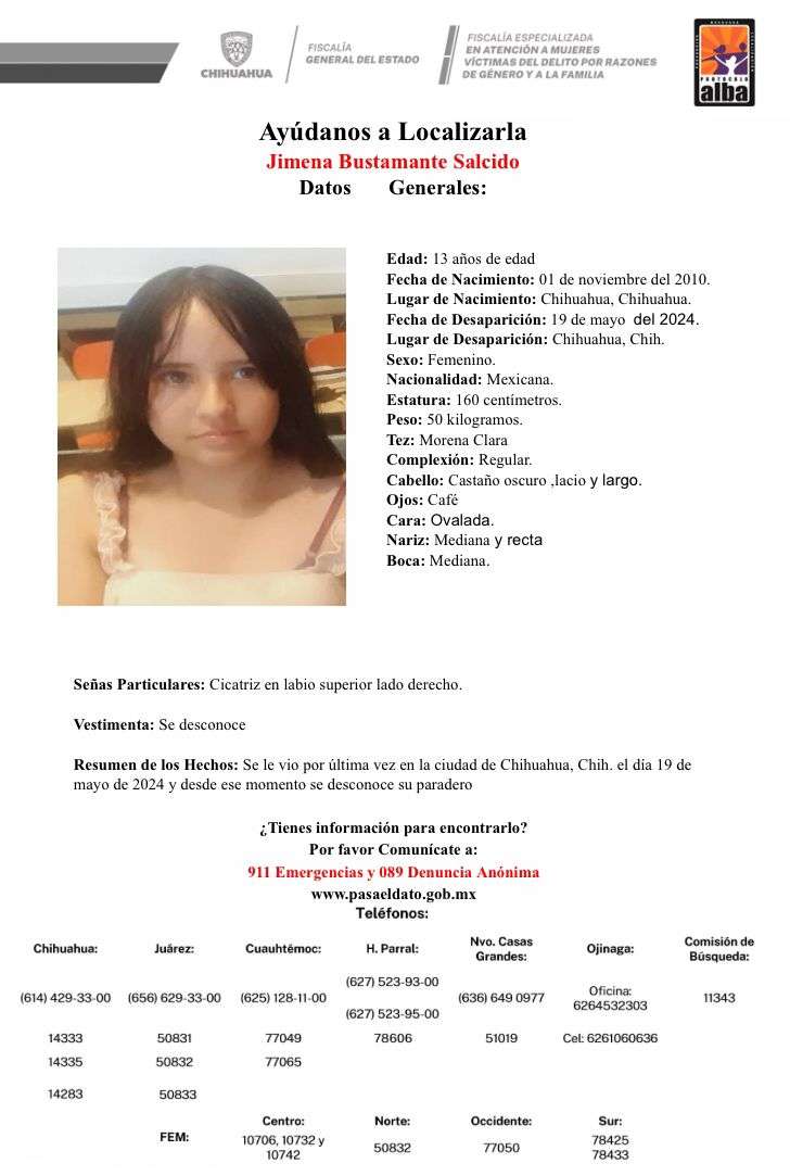 Buscan a Jimena; desapareció hoy