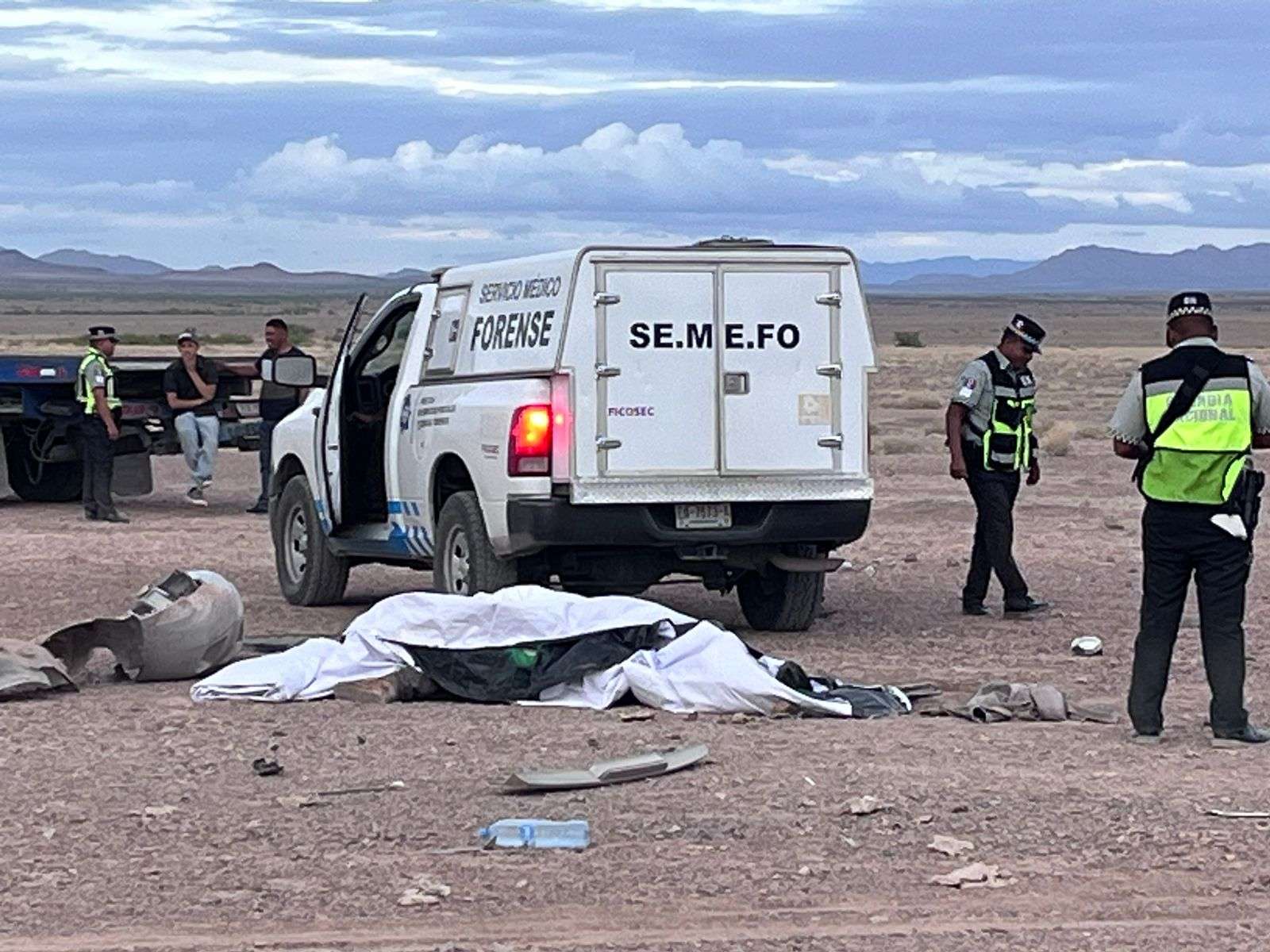 Accidente automovilístico en la carretera de Chihuahua a Juárez 