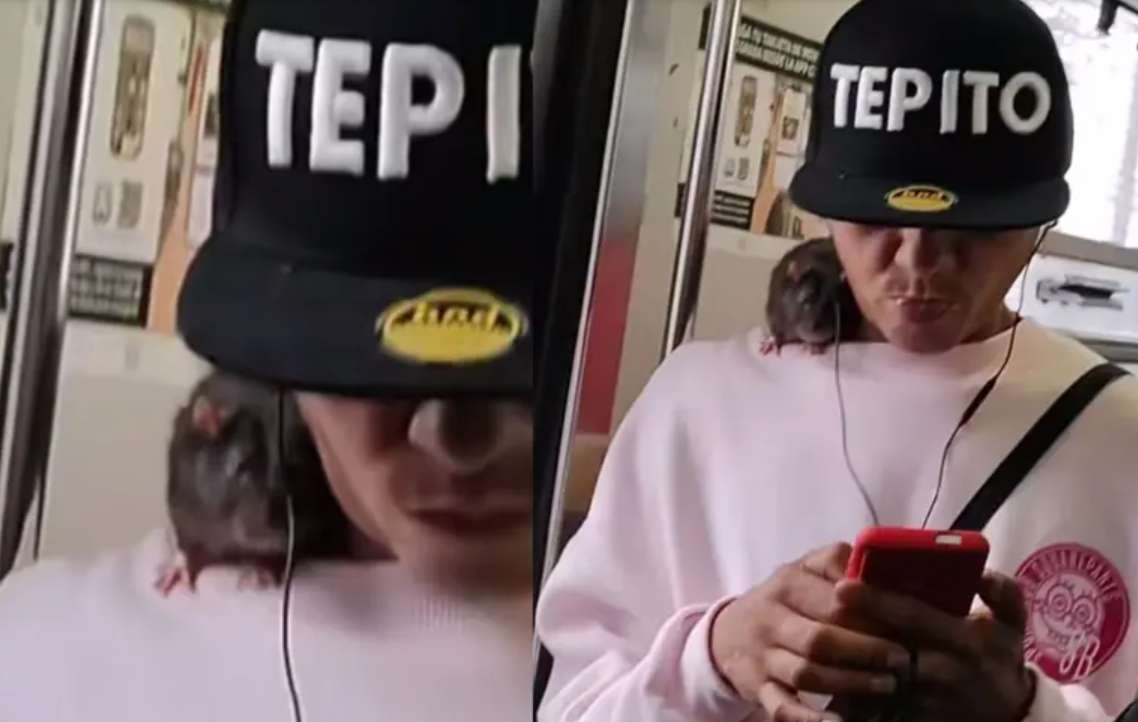 Desata controversia joven que viaja con una rata en el Metro CDMX