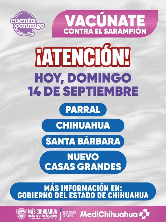 Vacunan hoy contra el sarampión en cuatro municipios