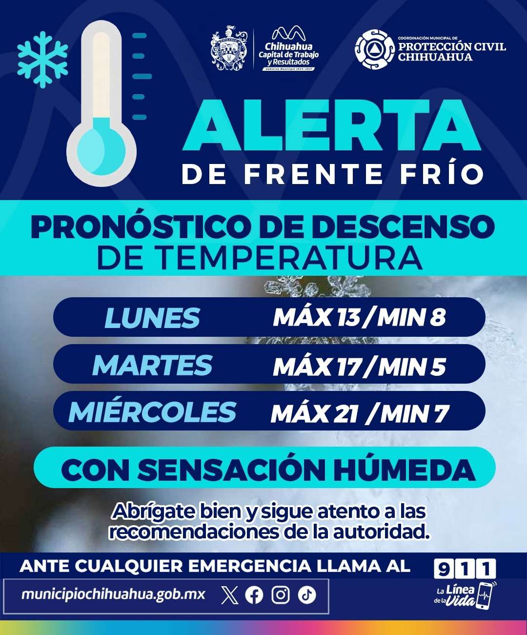 Recuerdan tomar medidas preventivas por frente frío 25 
