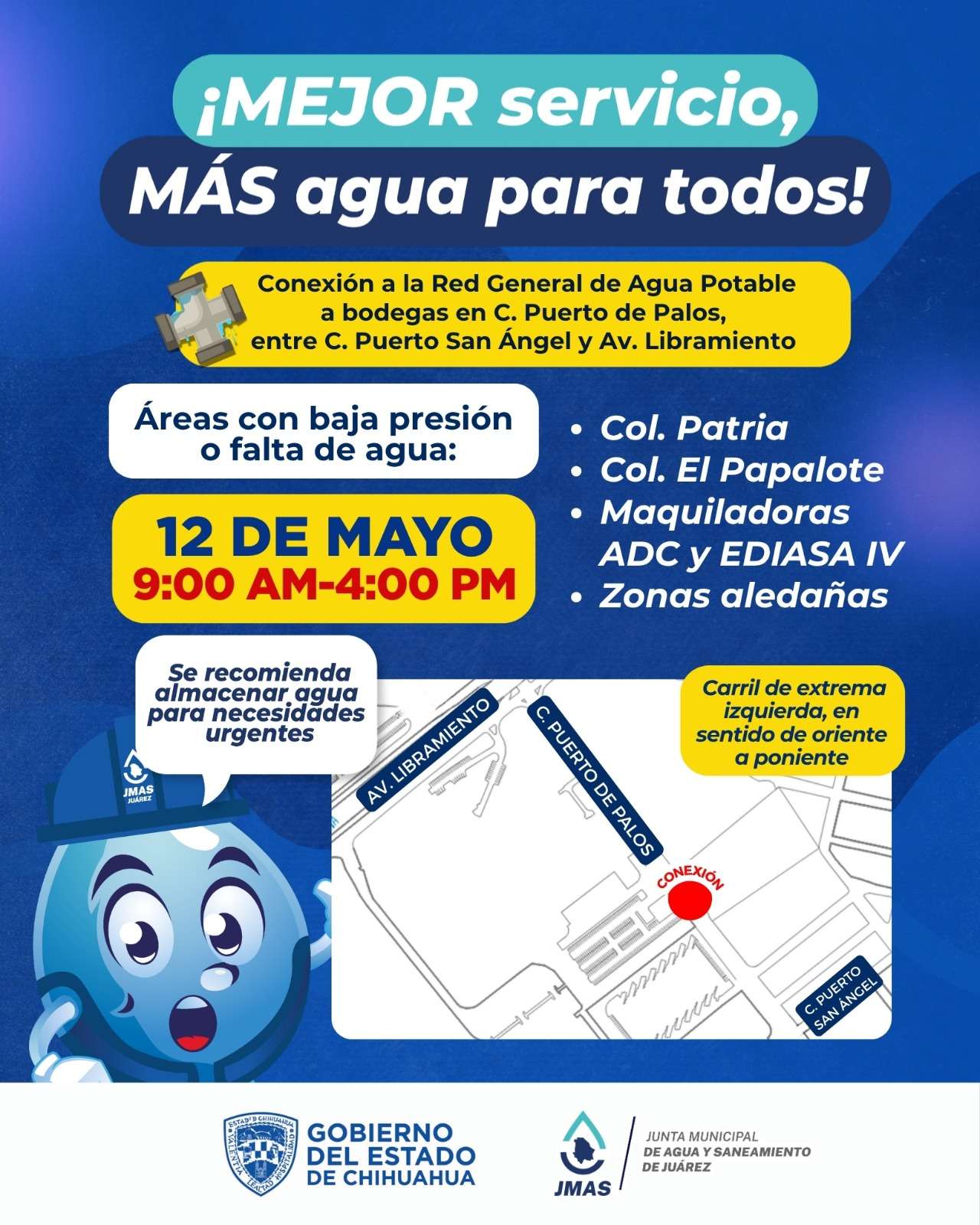 Suspenderán mañana servicio de agua potable en la zona de Puerto de Palos 