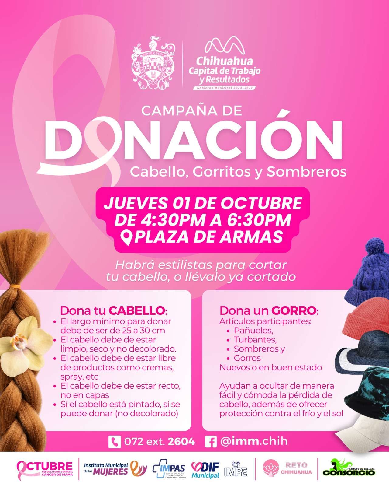 Inician campaña de donación de cabello, gorritos y sombreros 