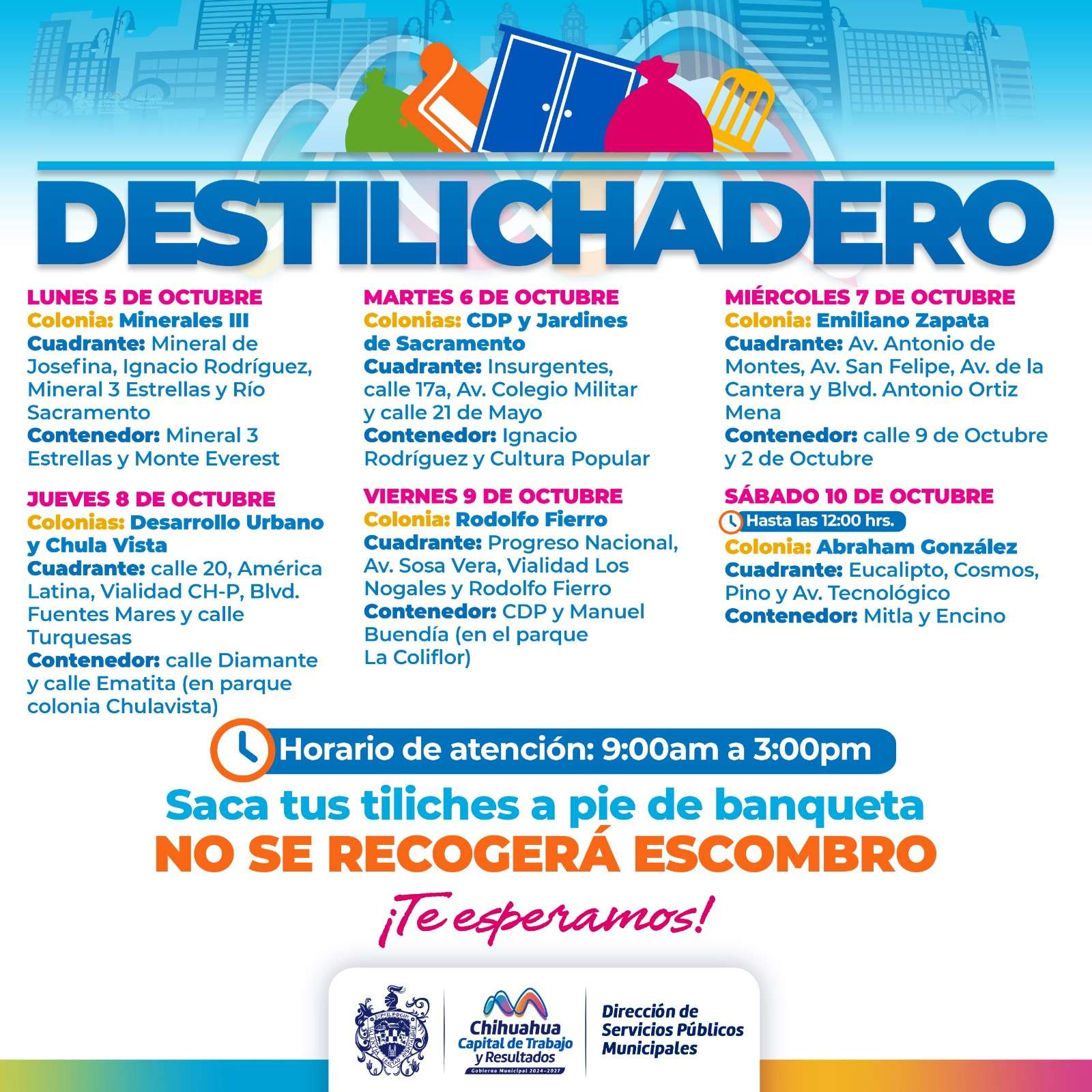 Llevará Destilichadero recolección a ocho colonias de Chihuahua