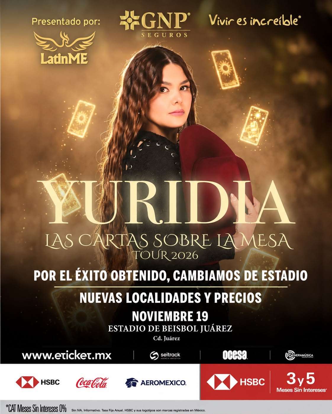 Cambian concierto de Yuridia al Estadio Juárez Vive